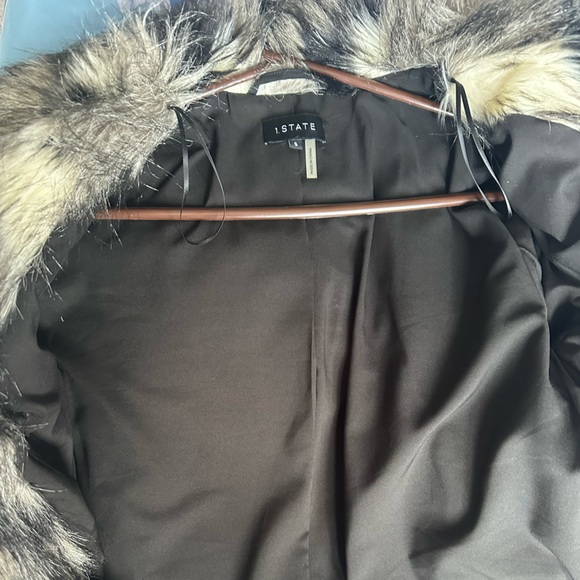 1 State Womens Faux Fur Jacket Silver Size Medium